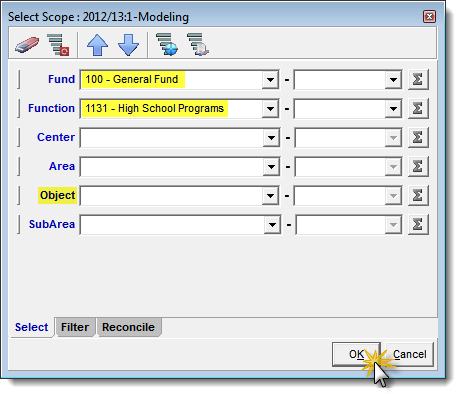 Financials_SelectScopeFundFuncObjHighlightedAndClickOK