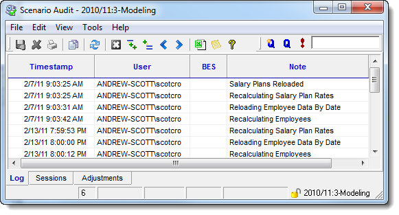 Scenario Audit Log