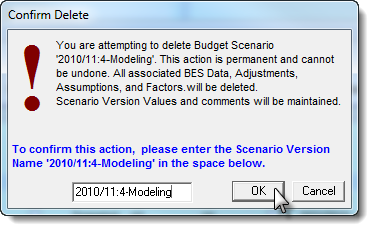 Scenario Explorer Confrim Delete