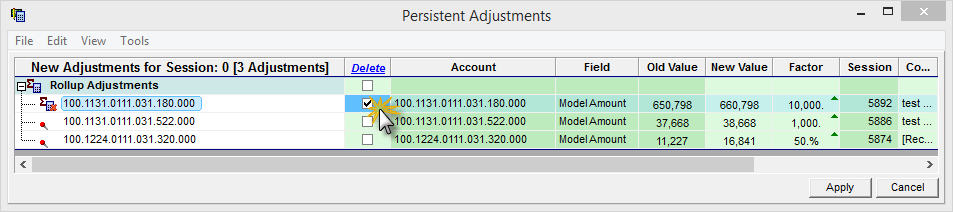 Persistent Adjust Delete